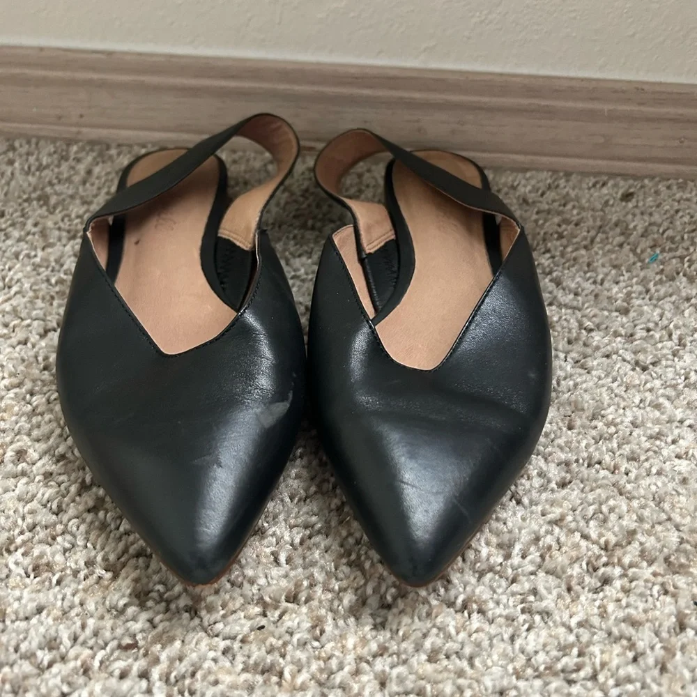 Madewell The Ava Slingback Flat Leather Black Size 7 Women's Business Travel Tan - Picture 7 of 11